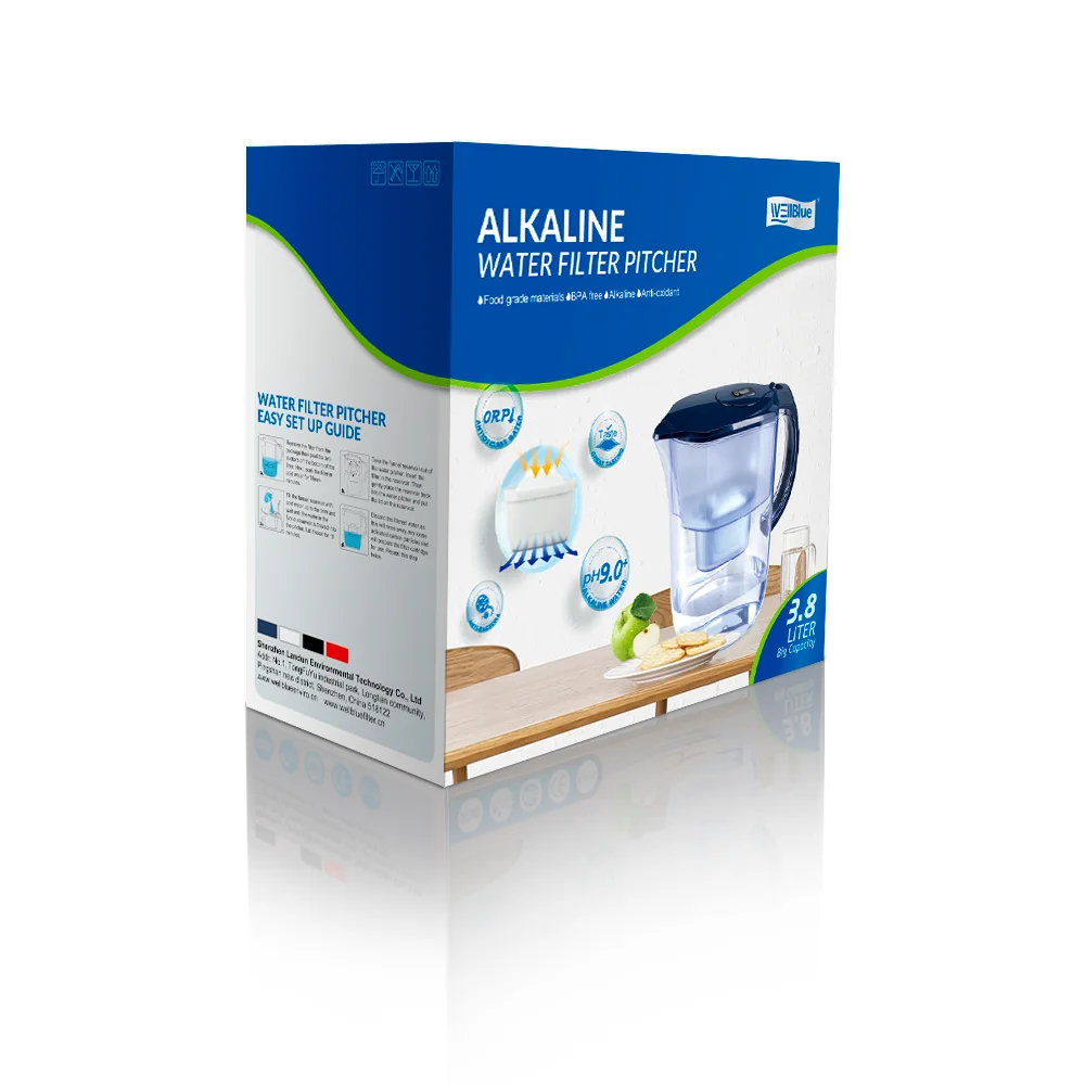 3.8Liters Water Filter Pitcher Home Pure Nova Water Filter Manual Household Kitchen Use PH Level 8-10 Alkaline mineral water