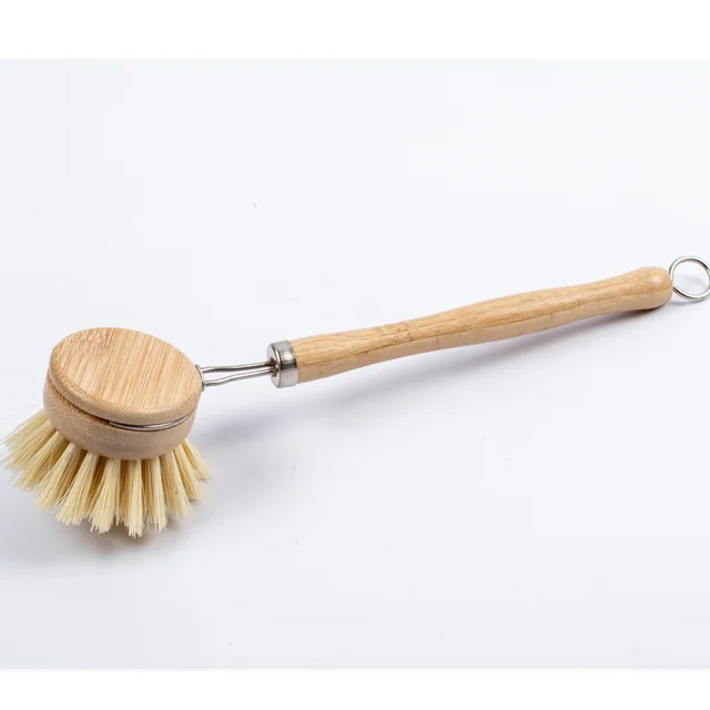 Wholesale Varnished Bamboo Handle Natural Sisal Bamboo Dish Brush