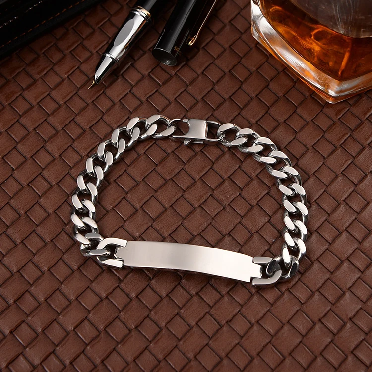 high quality polishing finish 18K gold PVD plated 7mm width stainless steel plate bracelet for men women