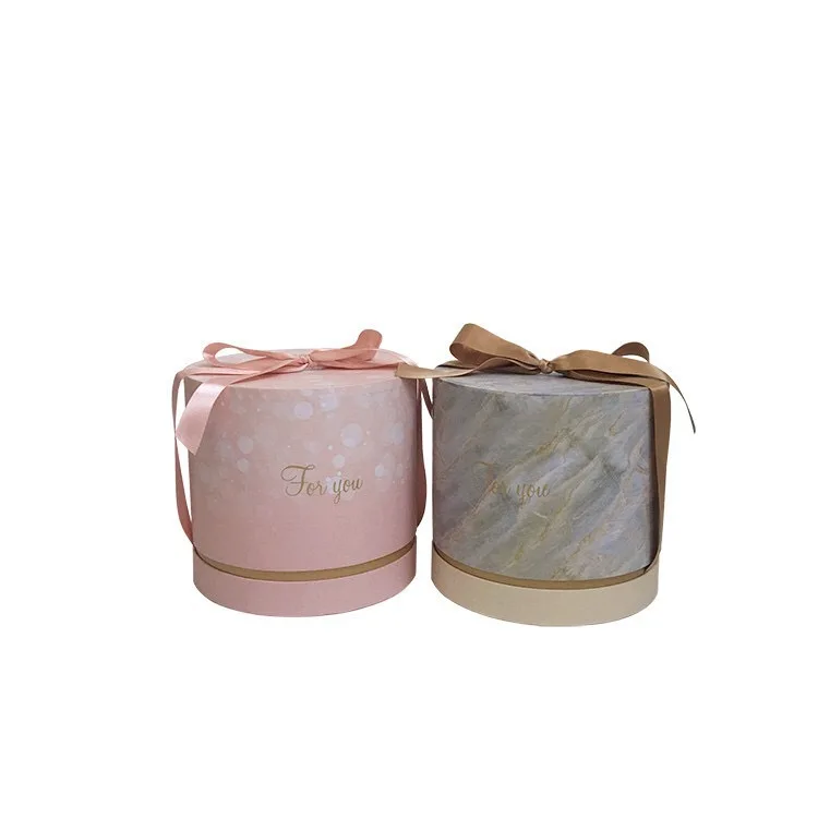 
Round Senior Wedding Groomsmen Bridesmaid Gift Boxes Packaging With Bow Exquisite Flower Gift Box 