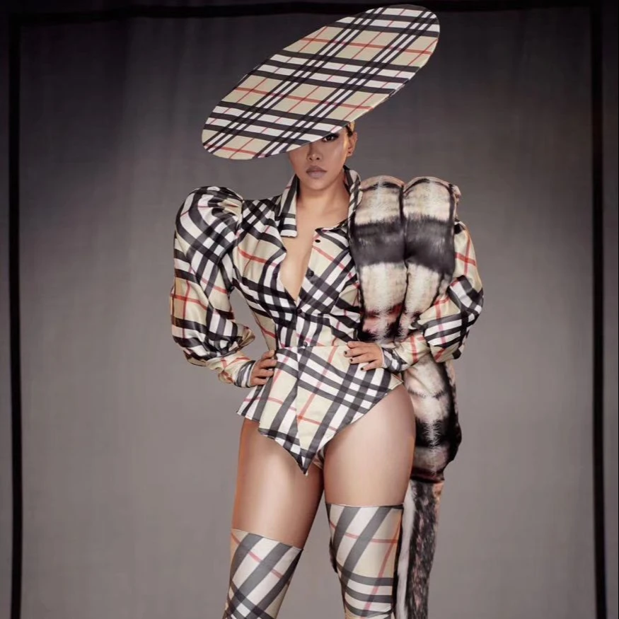 Классическая клетчатая шляпа Gogo для мужчин и женщин открытие бара подиум сценический костюм