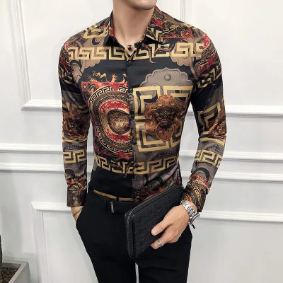 Men design shirt summer long sleeve formal business plus size casual slim shirt men clothes