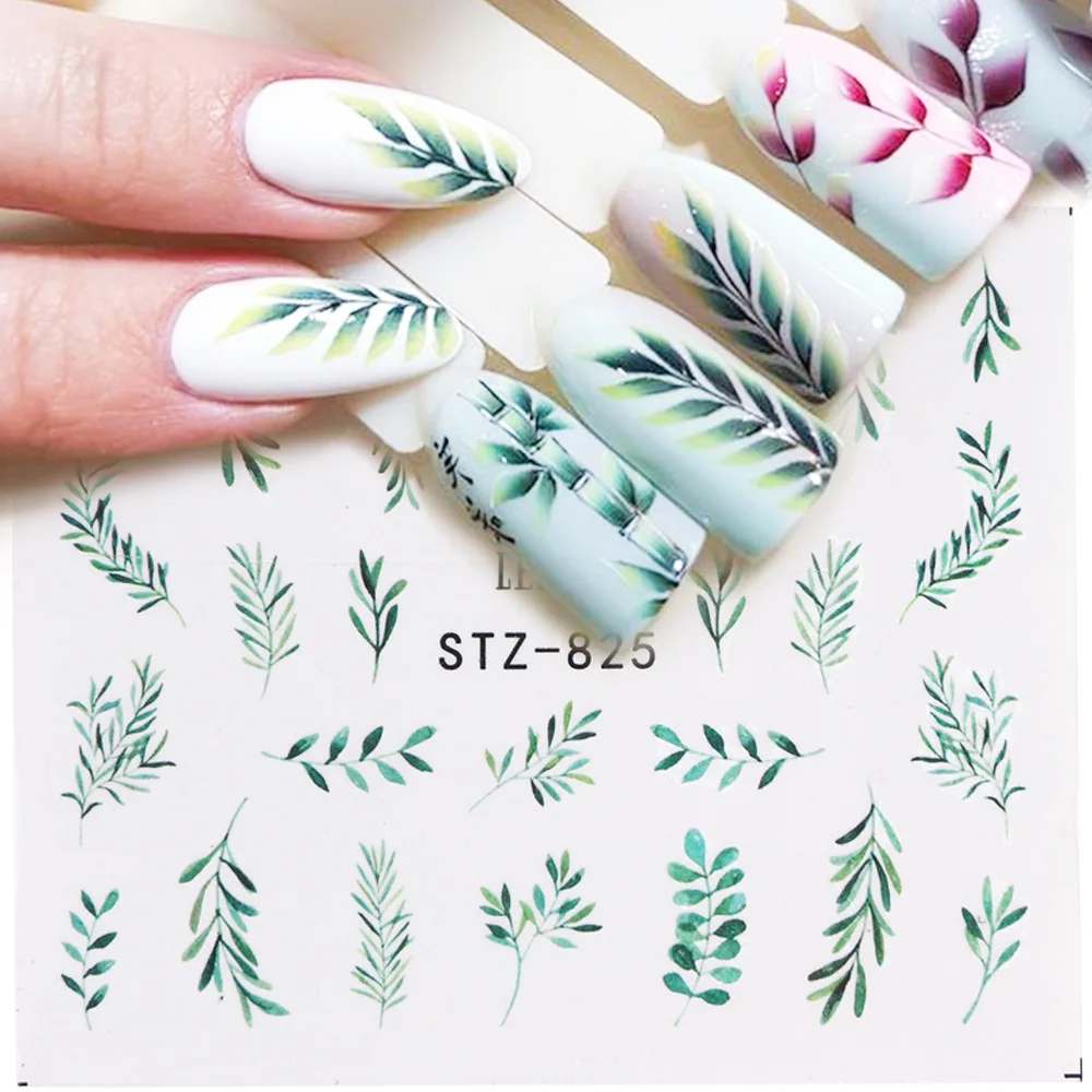 Free Shipping Assorted Patterns Water Transfer Blossom Flower Flamingo Hot Element Green Leaf Roses Flowers Nail Stickers