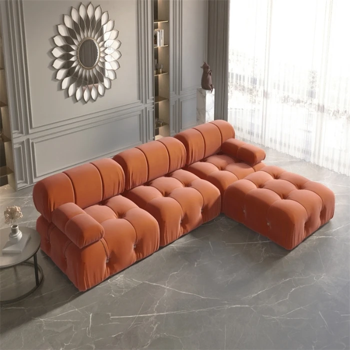 luxury furniture sofa fabric velour fabric living room sofas Modular Sofa Set