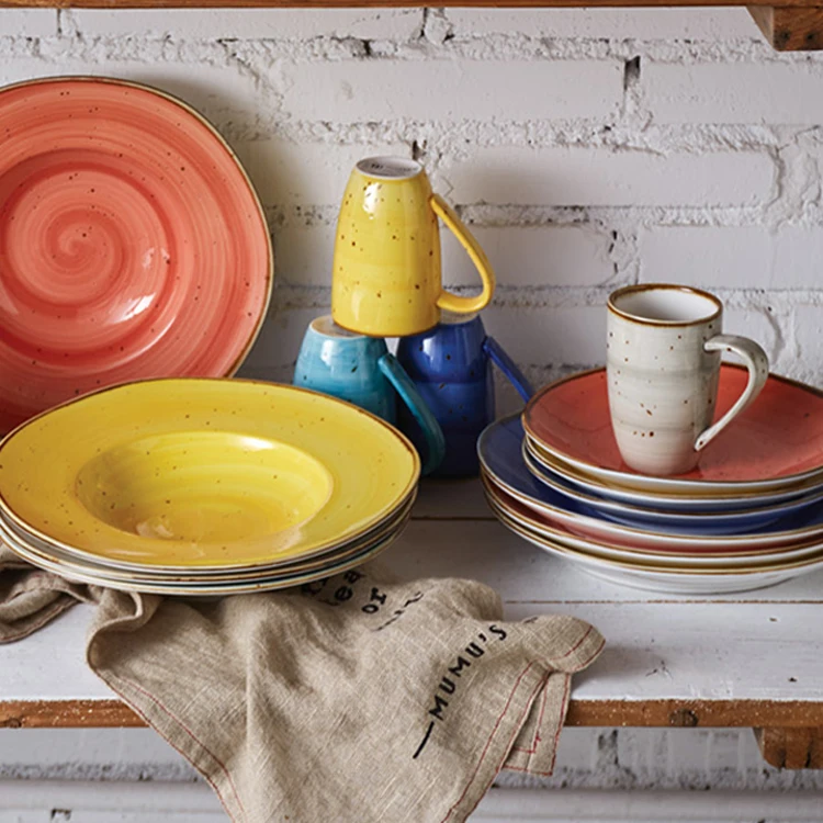 Wholesale Restaurant Banquet Hall Rustic Ceramic Dinner Set, Special Design Porcelain Hotel Custom Dinnerware