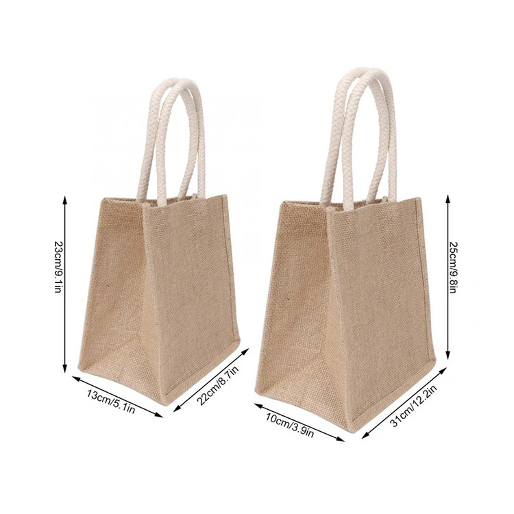 Promotional wholesale custom logo printed tote shopping jute hemp bag