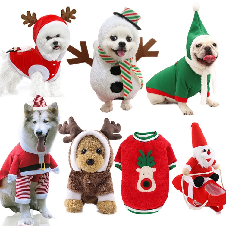 Red color Elk design pet clothing Santa Claus dog christmas costume pet dog cat clothes
