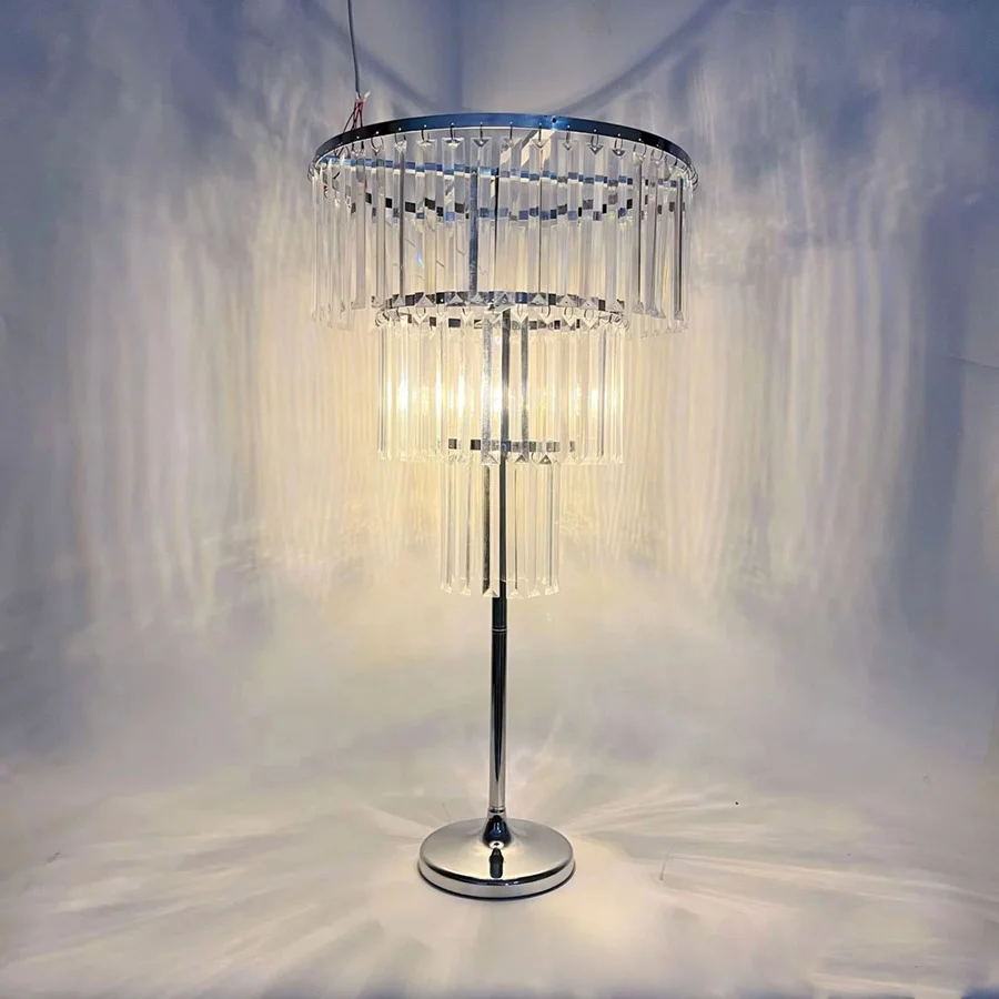 3 Tiers Iron Metal Flower Stand Tall Artificial Flower Centerpiece with Light for Weddings Parties Birthdays