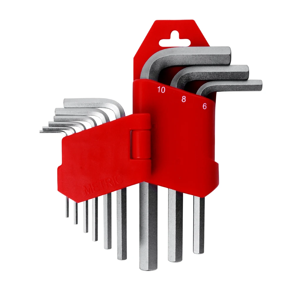 9 Pcs High Quality Customized Hand Tool Short L Type CRV Metric Hex Key Wrench Set