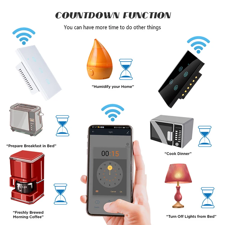 China Goods Wholesale Usa Light Switch  Black Switch Touch  Smart Switch Home Timing Kit