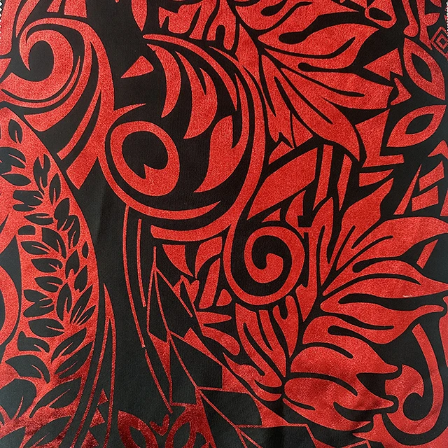 HL Hot Stamping Foil Silver Gold Bronzing Tropical Polynesian Tribal Print Samoan Fabric For Garment
