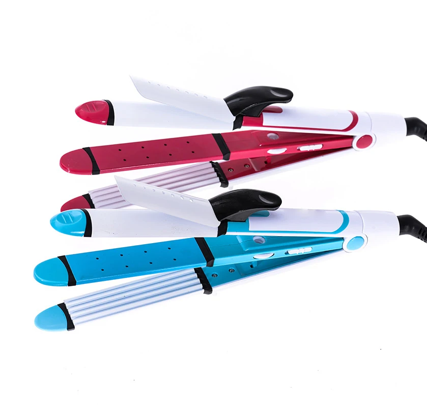 Pro Salon Hair Styling Tools Fluffy Ceramic Plate Hair Curler 3 in 1 Hair Straightener