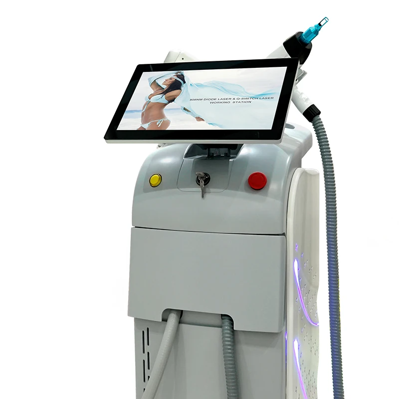 2024 New CE TUV 1200W 1600W ND YAG+DIODE laser two handles titanium laser carbon laser peel hair removal Tattoo removal machine