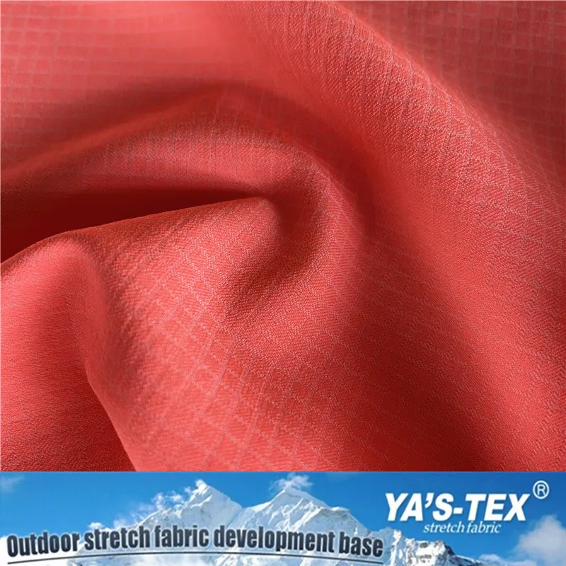 
70% polyamide 20% polyester 10% spandex elastane grid fabric waterproof ripstop textile for outdoor wear 