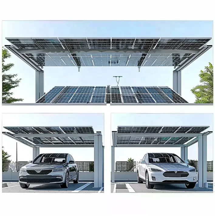 Solar Carport Aluminum carport / Car Parking Mounting Brackets for two cars solar carport water prevention