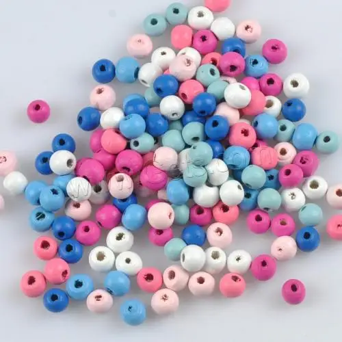 DIY Round Dyed Wood Beads Jewelry Making Bulk Bead Schima Superba Different Size for Choice Mixed Colors 500PCs/Bag 1626481