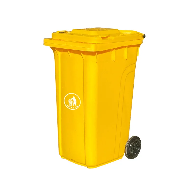 For sale 240 liter HDPE wheeled plastic outdoor dustbin yellow medical plastic trash bin for hospital