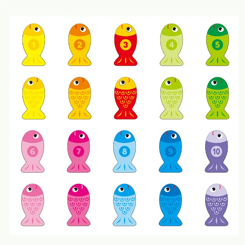 6 in 1 multifunctional logarithmic fishing game montessori kids educational wooden puzzle games count numbers matching board