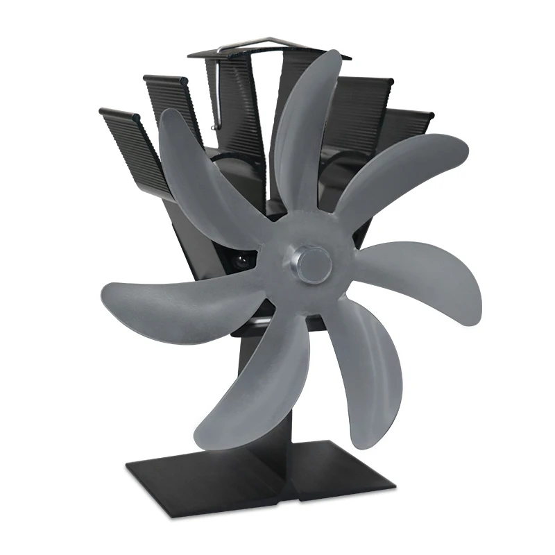 Hot Sell On Amazon Wish Ebay  Heat Powered Stove Fan ECO Wood Burning 7-Blades Black Stove Fan
