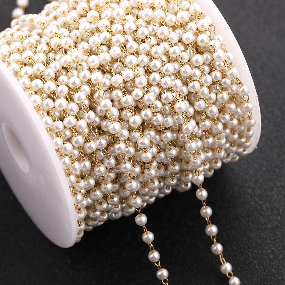 Fashion Roll Chain For Jewelry Making Gold Plated Jewelry For Women Stainless Steel Chain Bracelet Pearls
