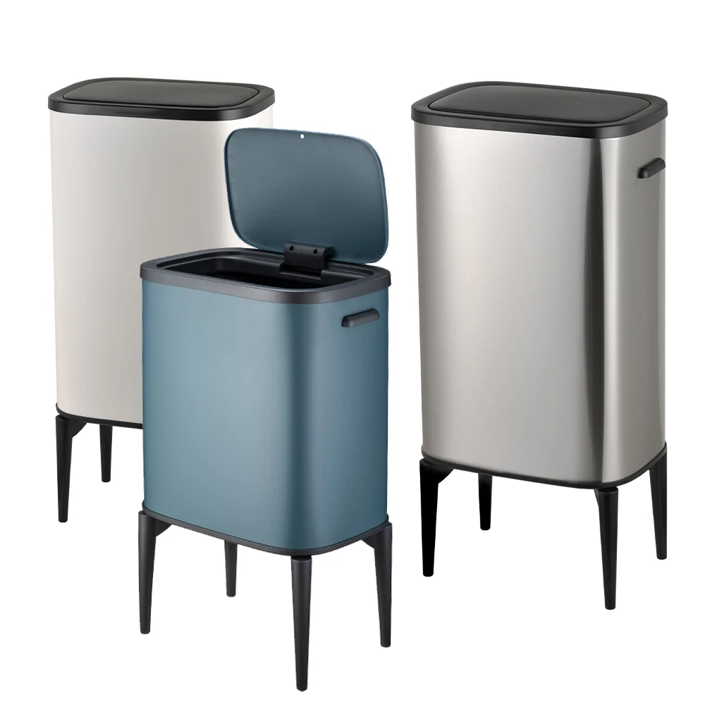 Custom Automatic Trash Can Kitchen Rectangle Sensor Garbage Bin Smart Waste Bins With 4 High Legs Induction type dustbin