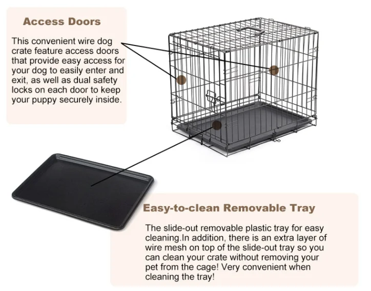 Bangke 24 30 36 42 48 Inches Wholesale Folding Portable Indestructible Metal Heavy Duty Dog Crate