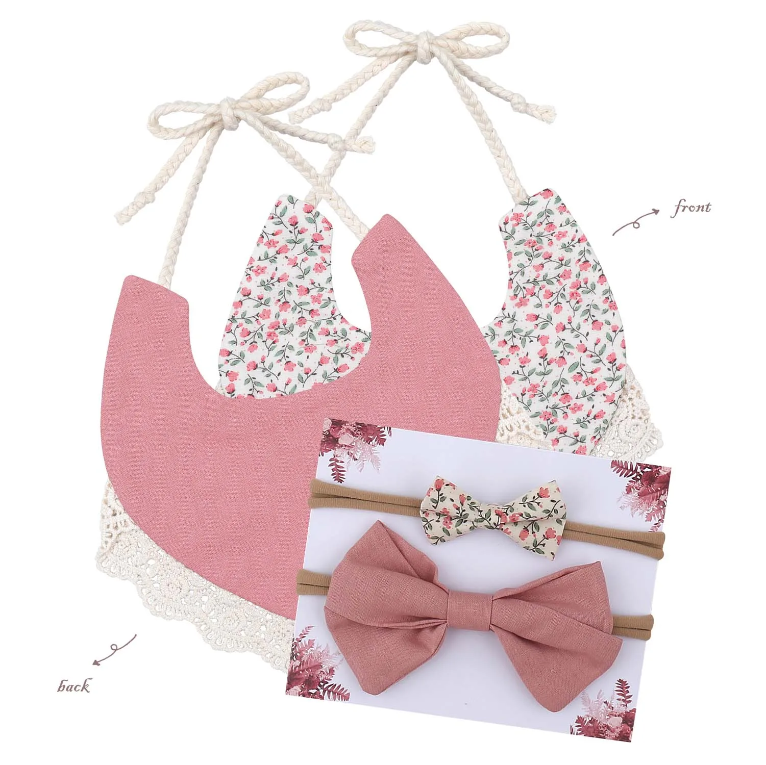 Newborn Double Side Bibs Factory Price Easily Clean Keep Stains Cotton Baby Bibs Comfortable Soft Bibs bow sets