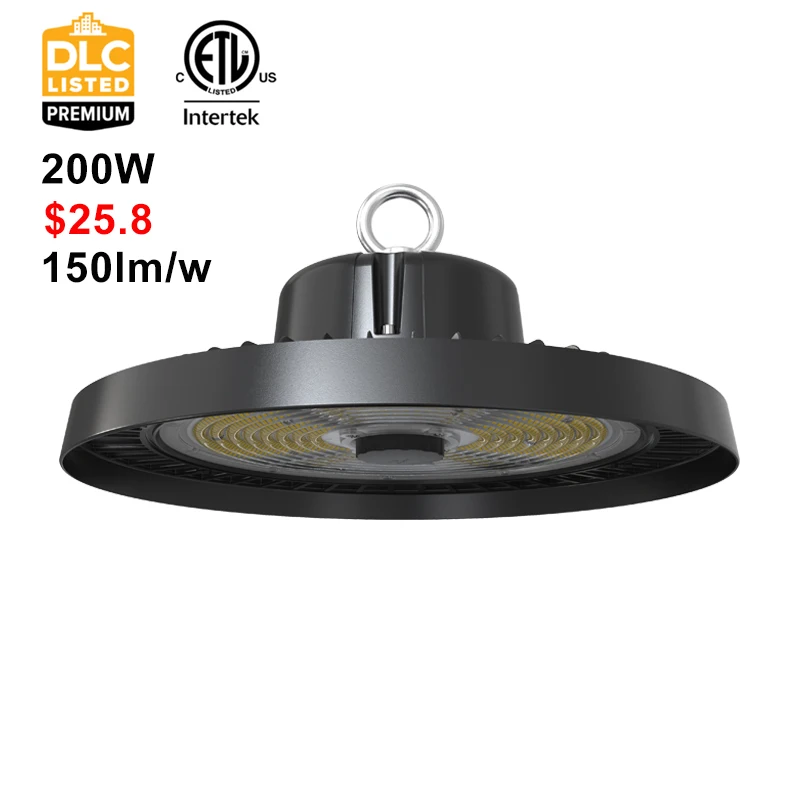 150LM/W 200W LED  UFO round lamp 1-10v Dimmable ufo led high bay light fast delivery led ufo lamp