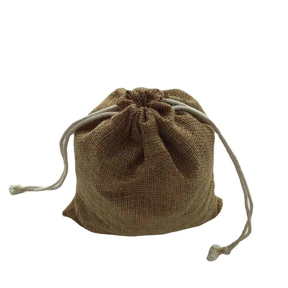 Custom Sized Gift Pouch Bags Packaging Jute Burlap Storage Bags Cotton Linen Drawstring Bags