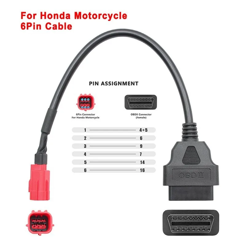 OBD 16pin to 6 pin for Honda Motorcycle 6Pin