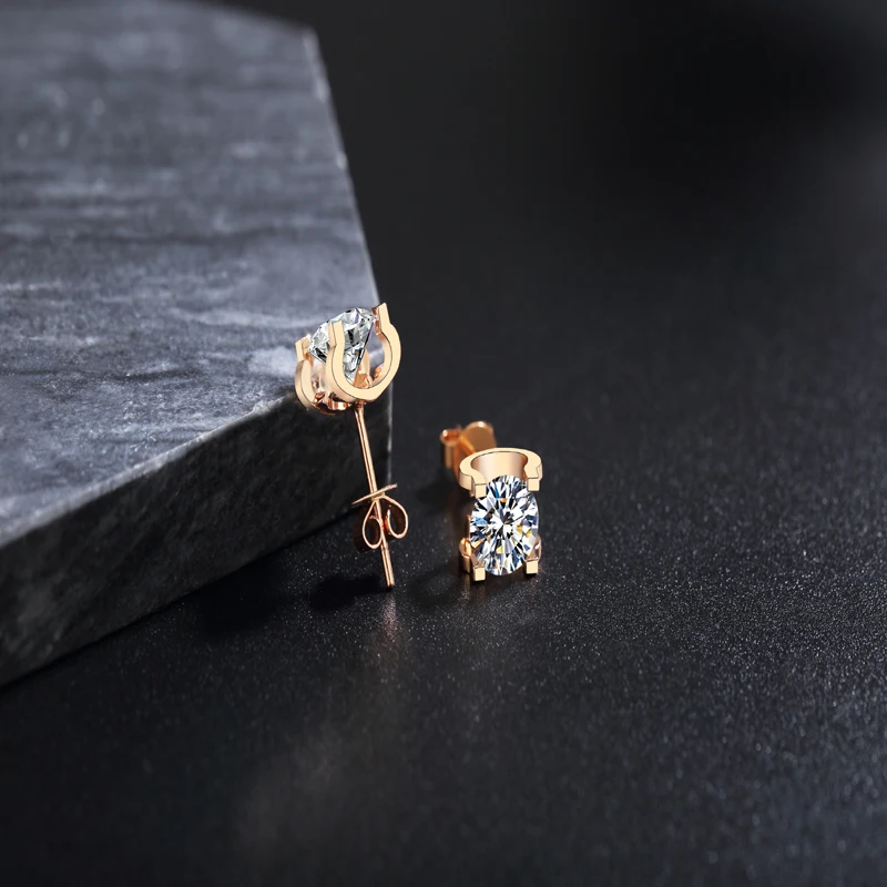 Wholesale Diamond Earring Factory Price 18K Solid Gold Round Cut Screw Back diamond Hoop Stud Earrings Men Women