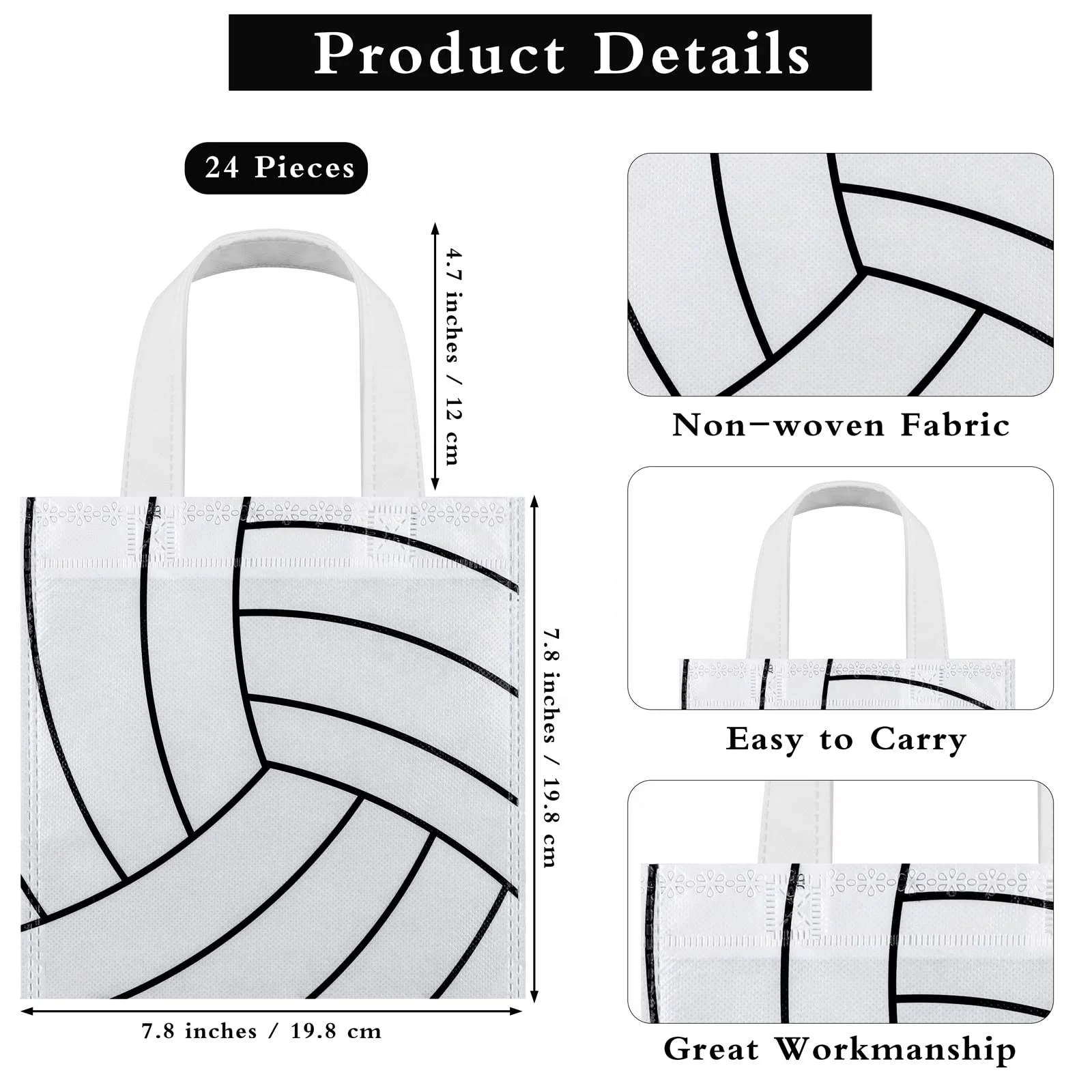 Lightweight Eco-friendly Colorfast Volleyball Sports Theme Goodie Treat Snack Non-woven Party Favor Bag With Durable Handles