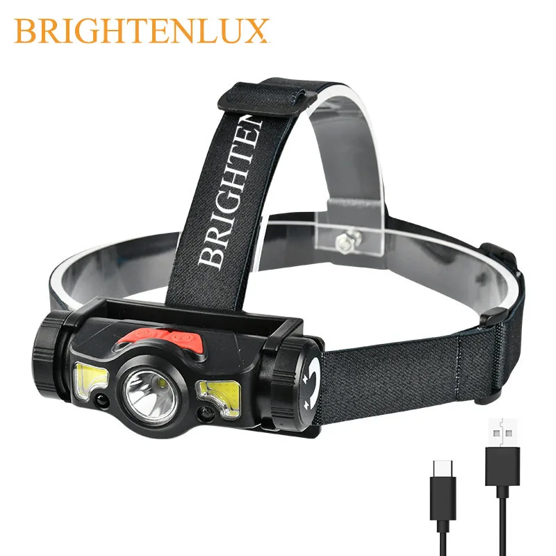 BRIGHTENLUX дешевый 180 Регулируемый USB Перезаряжаемый IPX4 водонепроницаемый светодиодный сенсорный налобный фонарь