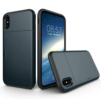 Slide Card Slot Case Hybrid 2 in 1 Dual Layer Shockproof Protector Cases Cover For S8 S9 S10 Plus For iphone 11 case X Xs Max Xr