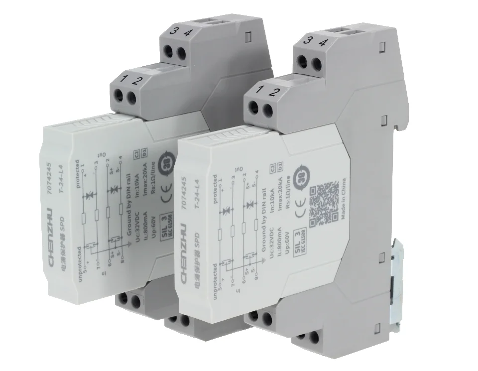 
T-24-L4 SPD for Signal 24V; 4 wires; In=10k surge protective device hot-pluggable grounded through DIN rail SHANGHAI CHENZHU 