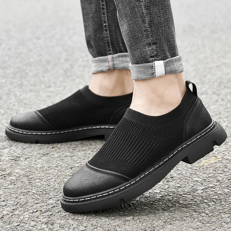 casual new fashion genuine cow leather slip on dress shoes size 38-44 for men
