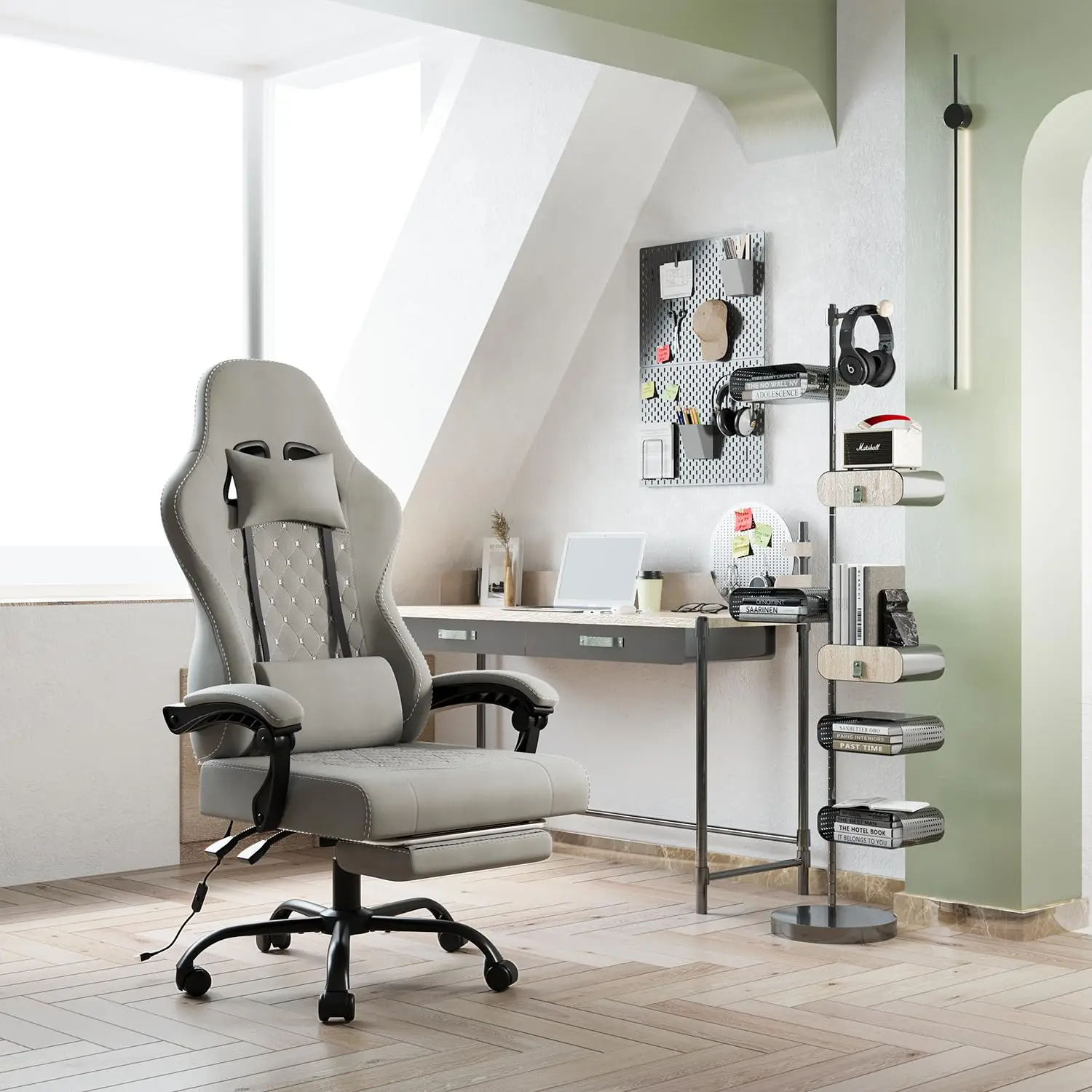 Best Chair Gaming Grey New Silla Gamer Stol Stuhl Video Game Vibration Massage Office Pc Desk Game Chair with Footrest Speakers