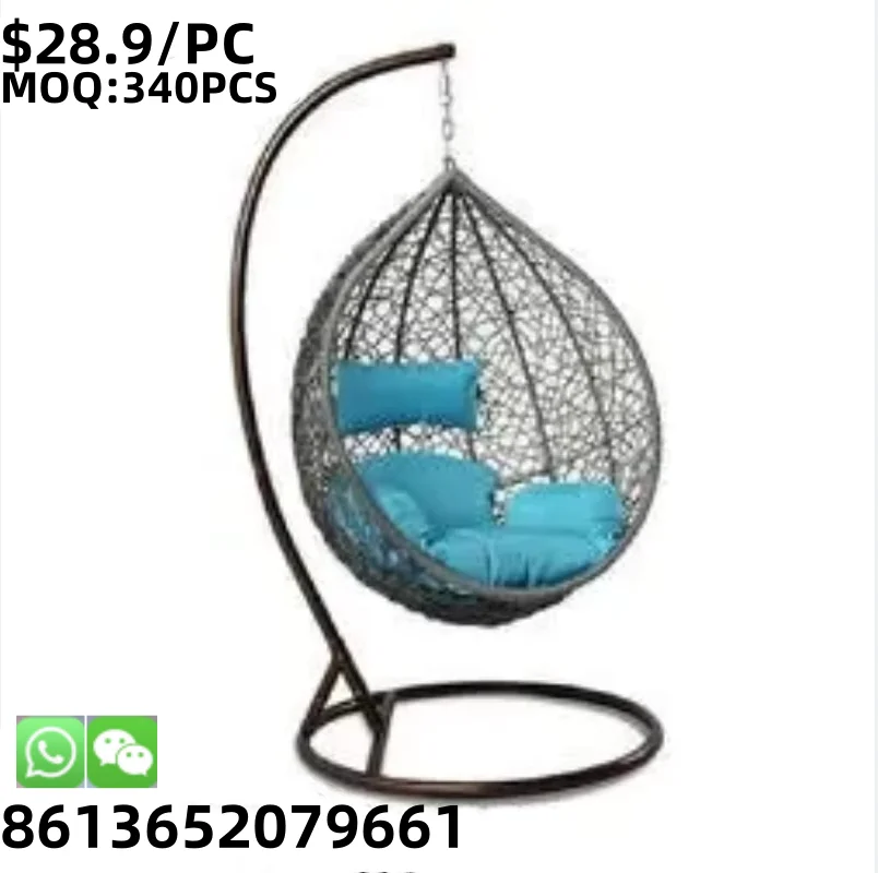 TSF Outdoor Garden Hanging Egg Shaped Wicker Rattan Egg Swing Chair With Metal Stand