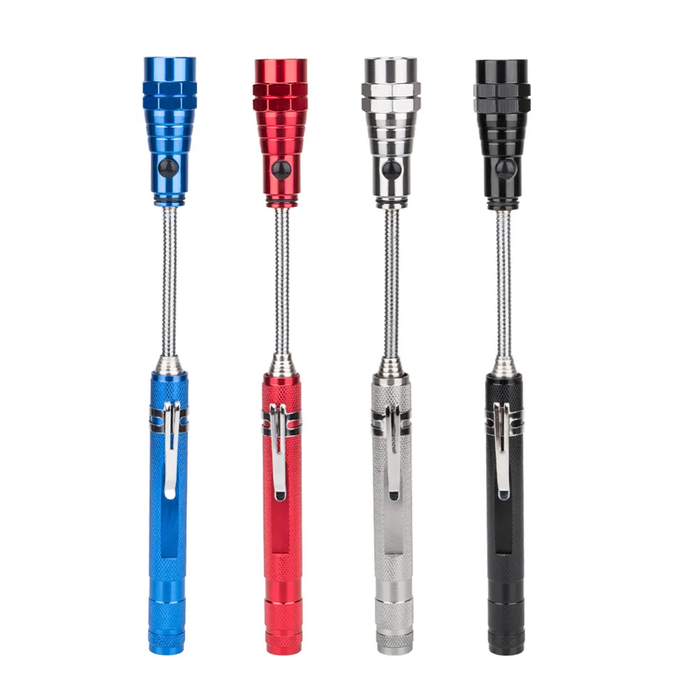 Telescopic 360 Degree Flexible LED Flashlight Torch Lamp 3led Camping Tactical Pick Up Tool Torch Lantern With Magnet 4 Colors