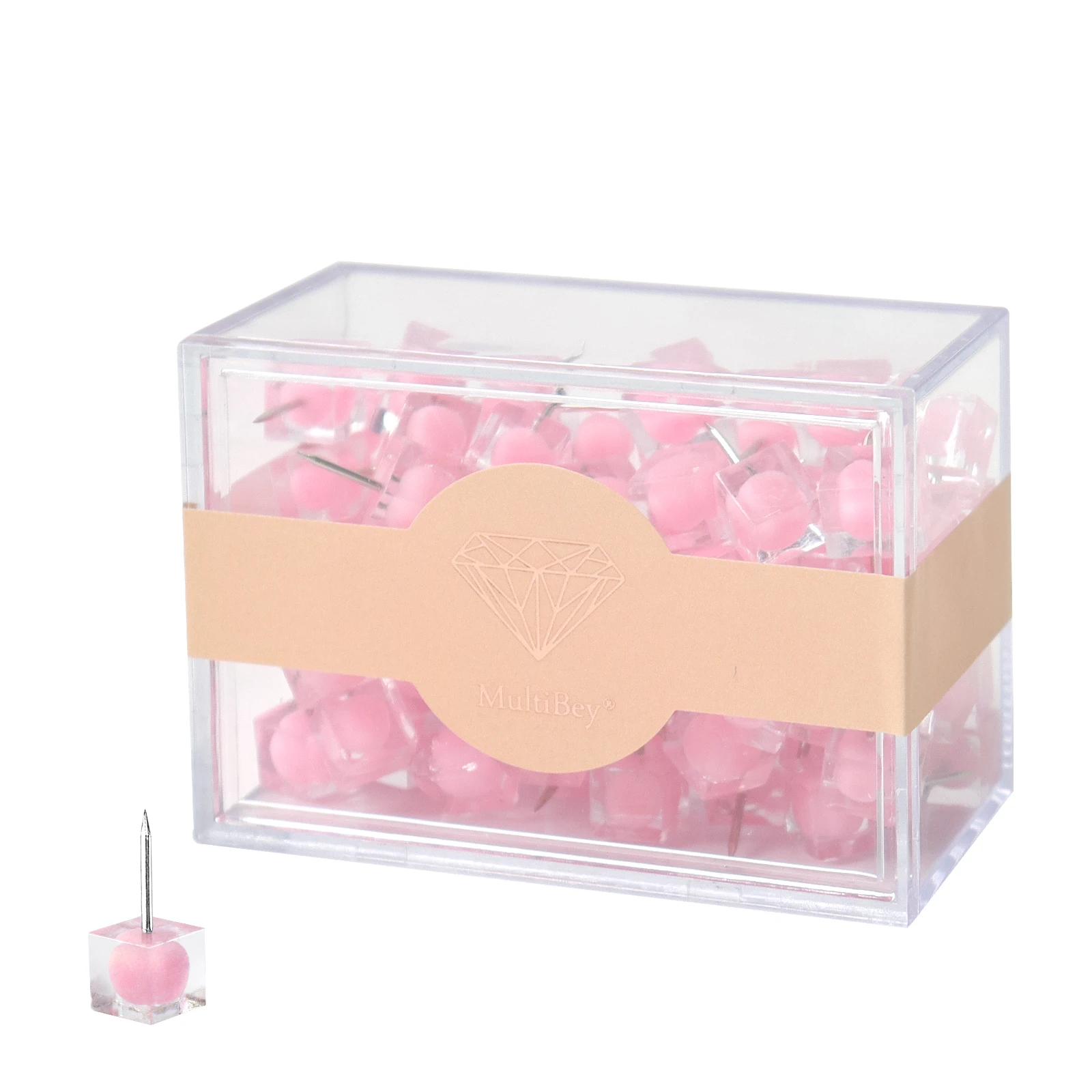 Office Supplies Binding Pink Plastic Box Plastic Head Steel Point Push Pins