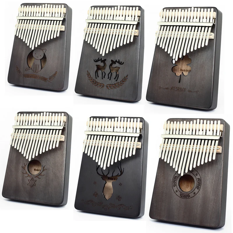 Musical Instruments Mahogany Body Wooden 17 keys Kalimba  Thumb Piano Solid Finger Piano  for Sale