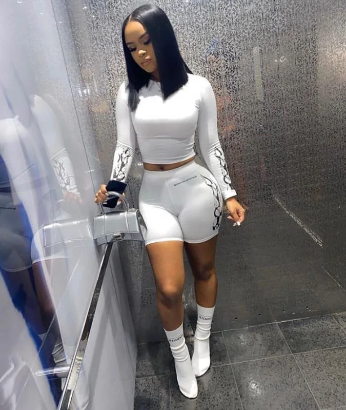 
2021 womens spring clothing crop top T shirt with shorts two piece outfits two piece short set 