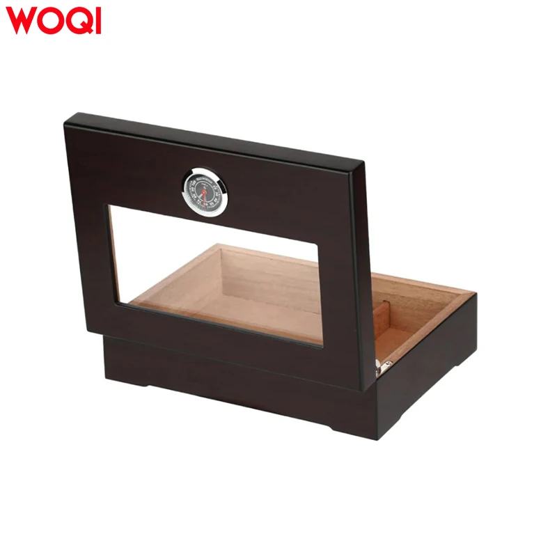 WOQI Desktop Cigar Humidor, Cedar Wood Cigar Storage Box Well Sealed Design with Adjustable Divider