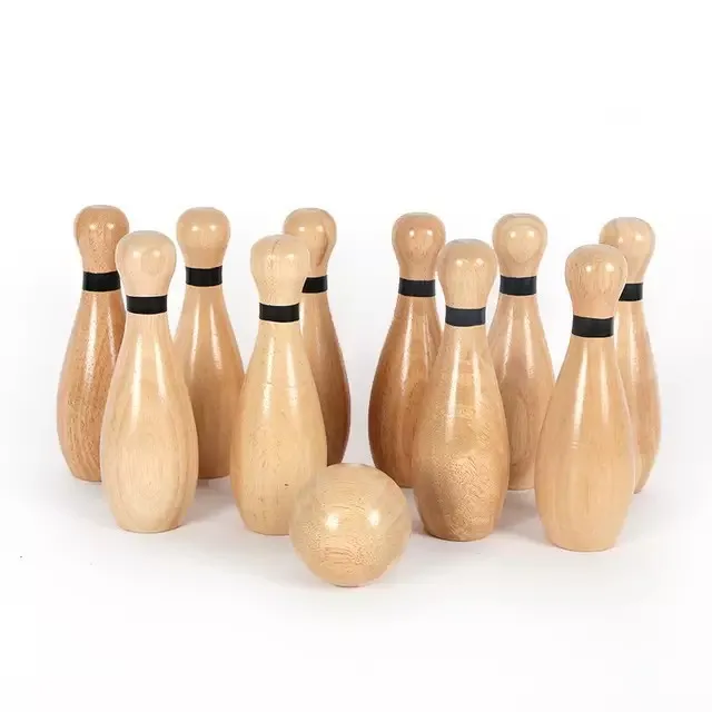 The wooden bowling toy throw bowling balls outdoors wood baby toys bowling wood kids