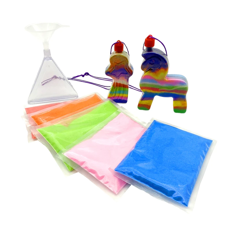 Kids Soft Sand Art Crafts Non-toxic Glitter Sand creativity colorful play sand bottle