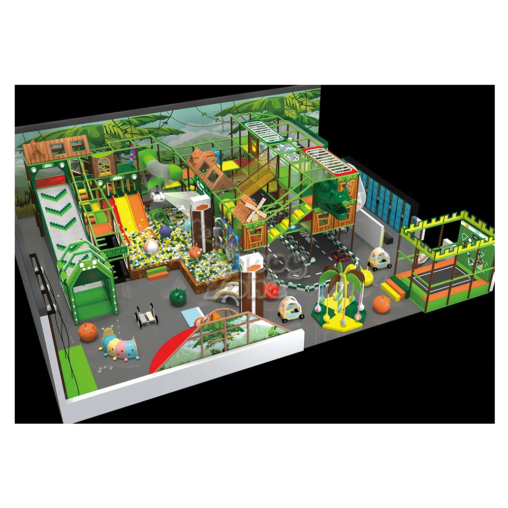 Hot Customized Jungle Theme Kids Commercial Playground Indoor Solutions Volcano Slide Equipment for Amusement Park Play Center