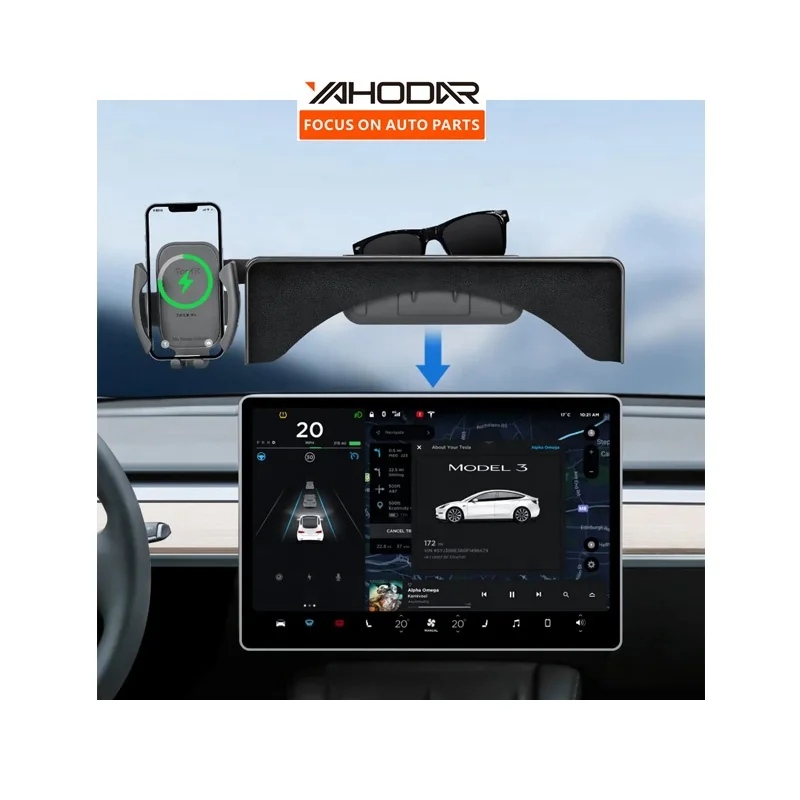 Phone Car Holder Dashboard Screen Mounted Phone Holder And Charger For Tesla Model 3 Model Y