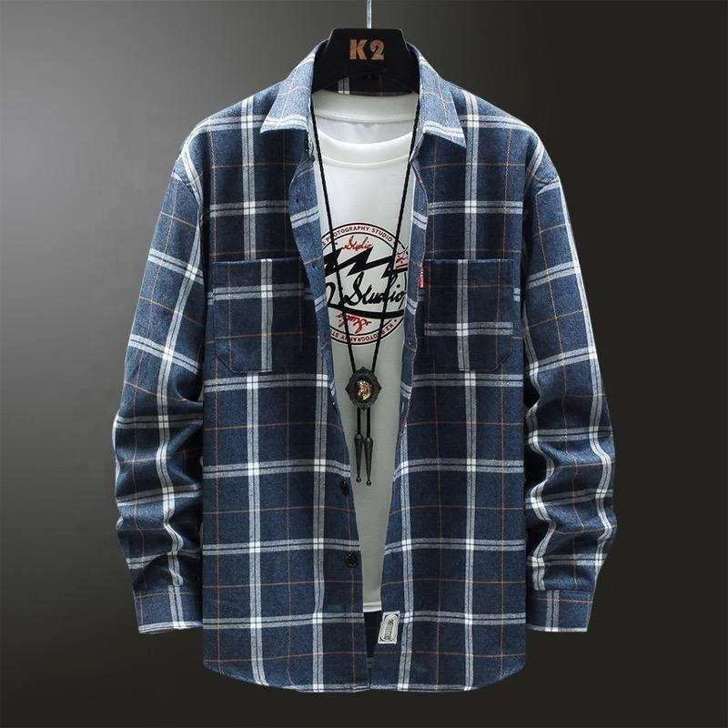 Mens Flannel Shirts Long Sleeve Flannels for Men Button Down Plaid 100% Cotton with Single Pocket