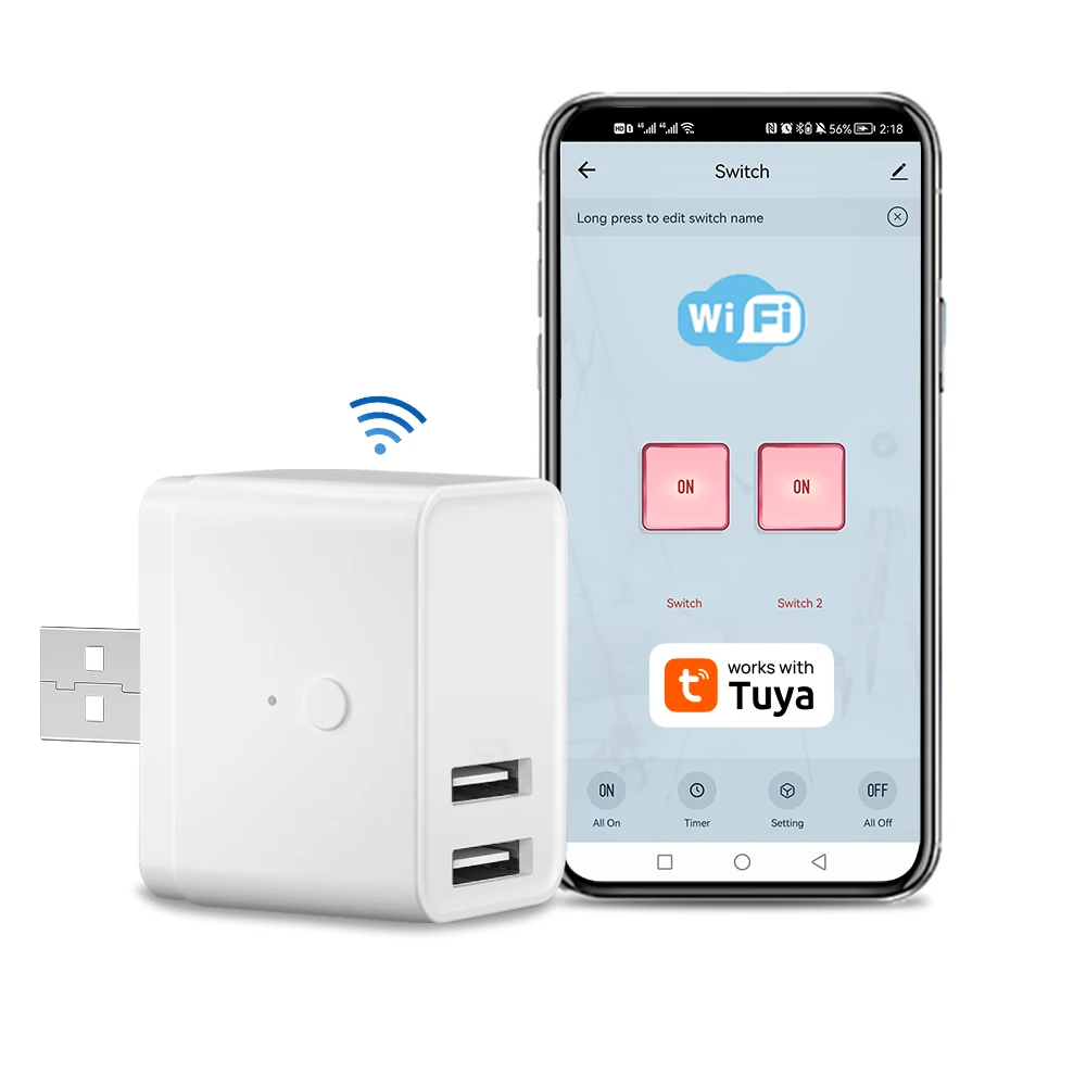 Tuya WIFI Smart adapter USB plug intelligent universal socket compatible with Smart Life APP