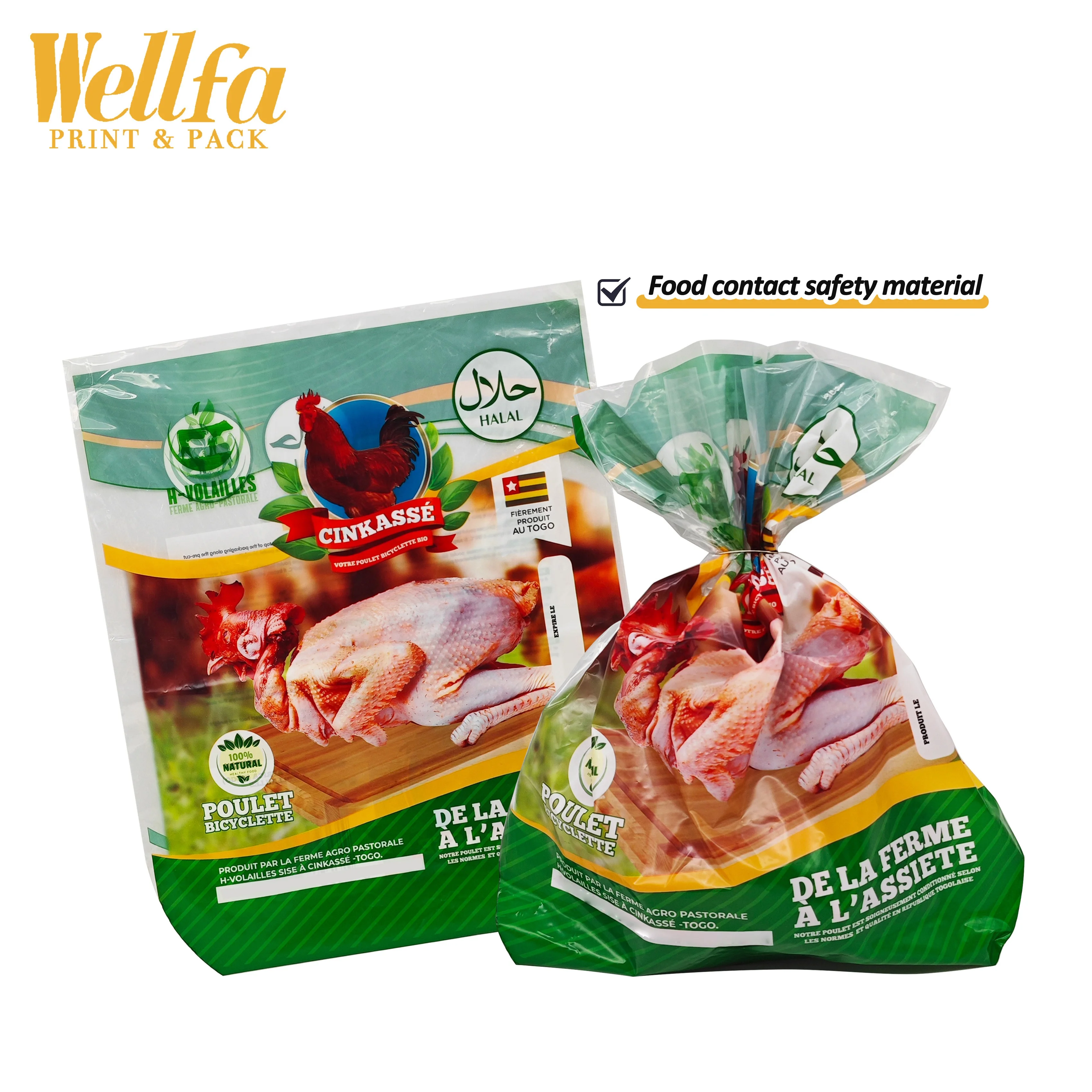 Custom Logo HALAL Fresh Poultry Turkey Part Duck Goose PE Plastic Bag Custom Bag Whole Frozen Chicken Packaging